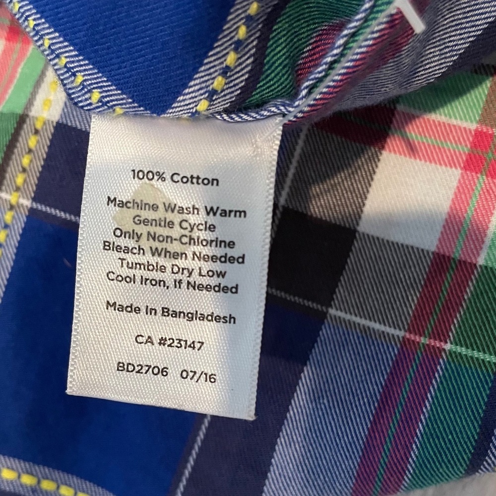 Talbots Petites Blue Multi Plaid Cotton Button Down Shirt Size SP  Coastal - Picture 4 of 6